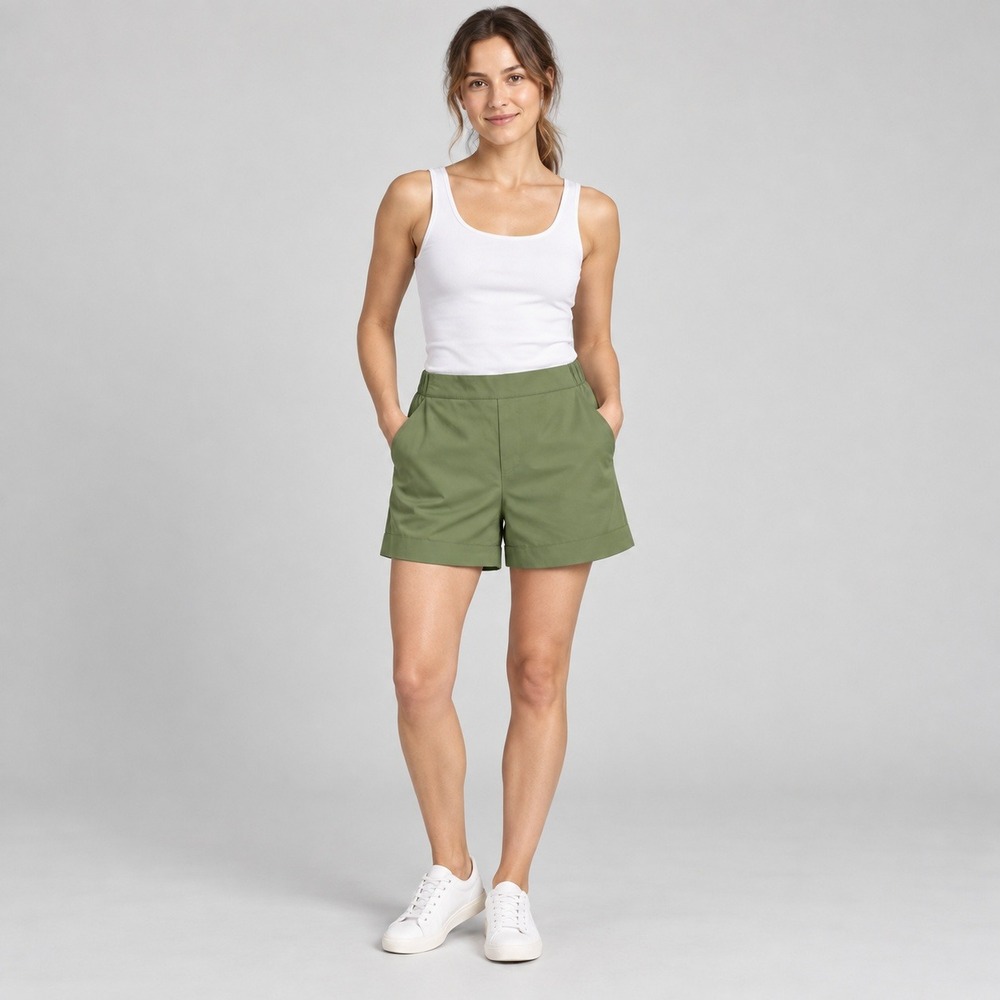 Margo Paige Womens Recycled Polyester Active Shorts Olive Green Size S